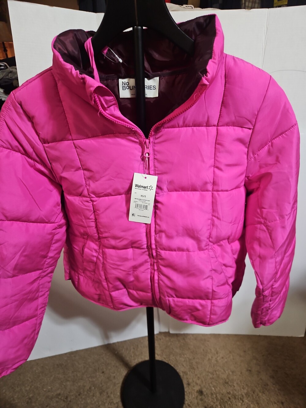 No Boundaries Packable Pink Puffer Coat Xs/s